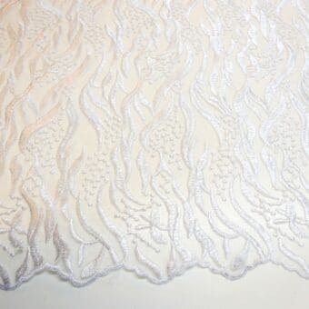 Lace Fabric Bridal Scalloped Cascading Beauty White