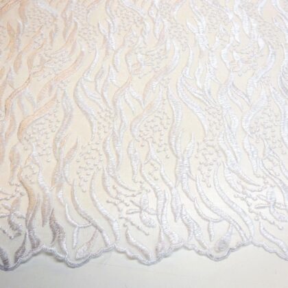 Lace Fabric Bridal Scalloped Cascading Beauty White