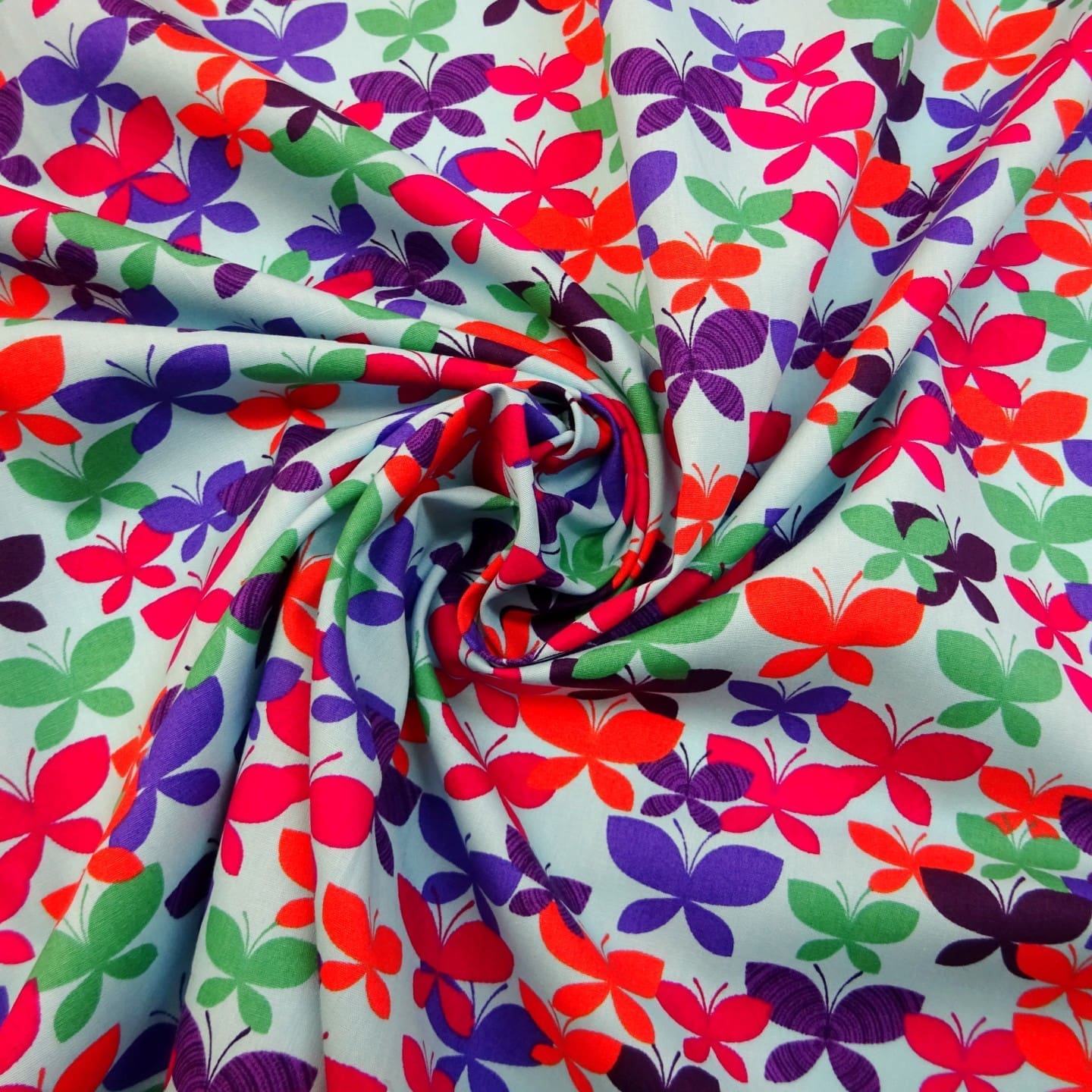 Cotton Fabric Butterfly Spiro turquoise