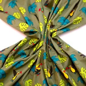Cotton Fabric Bird Toucan Play khaki