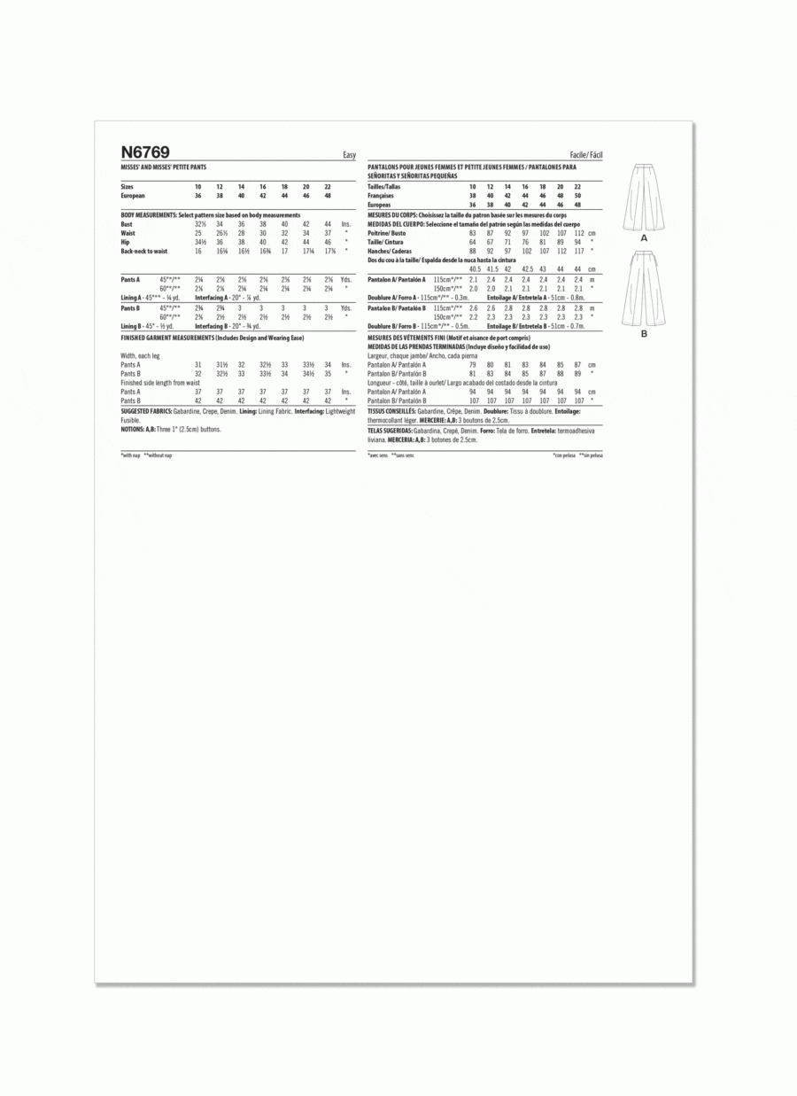 New Look Sewing Pattern 6769 Fabric Land
