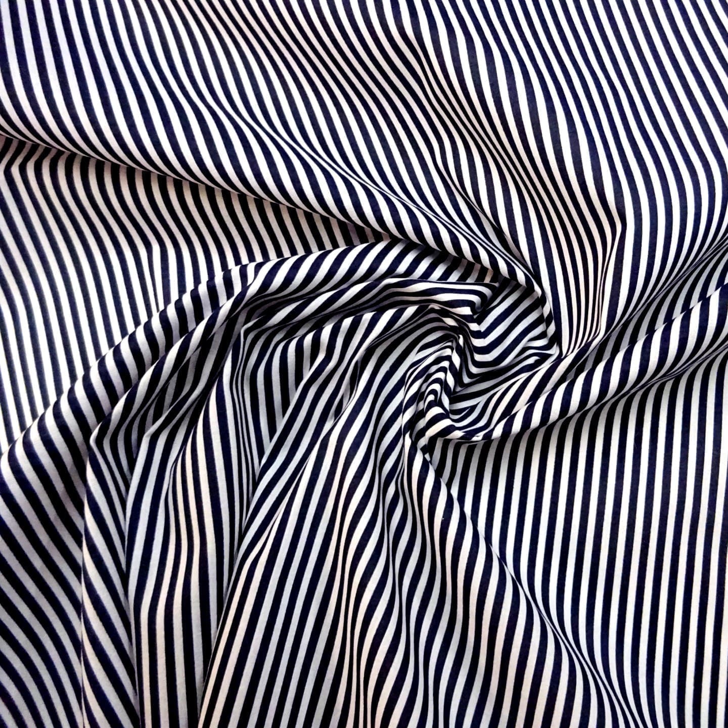 Polyester Cotton Fabric Toothbrush Stripe Navy