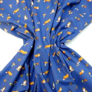 Polyester Cotton Fabric Foxy Woodland Blue