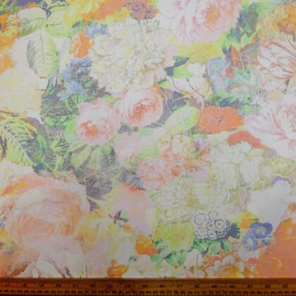 Curtain Fabric Canvas Monet Pond Peach Lemon Apple
