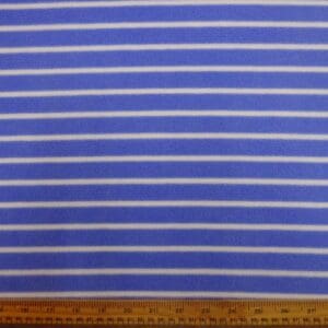 Polar Fleece Fabric Spring Stripes Cornflower Blue