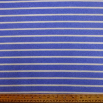 Polar Fleece Fabric Spring Stripes Cornflower Blue