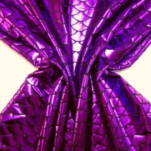 Lycra Spandex Fabric Foiled Scaled Shells Purple