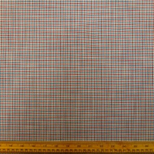 Suiting Fabric With Elastane Puppy Tooth Classic Teal Red Ivory
