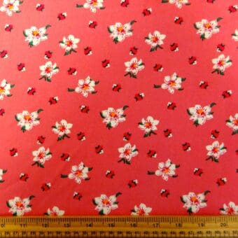 Viscose Fabric Floral Alpine Rose Pink