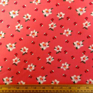 Viscose Fabric Floral Alpine Rose Pink