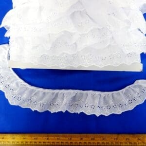Edinburgh Broderie Anglais Gathered Lace Trim 4.5cm Wide White