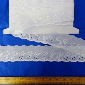 Broderie Anglais Lace Trim Glasgow Flat 5cm Wide white