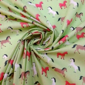 Polyester Cotton Fabric Harry Horse apple green