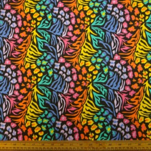 Polyester Cotton Fabric Mungo Jungo Multi Black