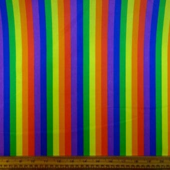 Polyester Cotton Fabric Rainbow Stripe 1cm
