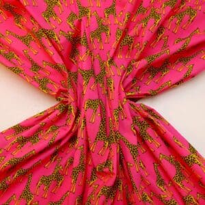 Polyester Cotton Fabric Funky Giraffe cerise