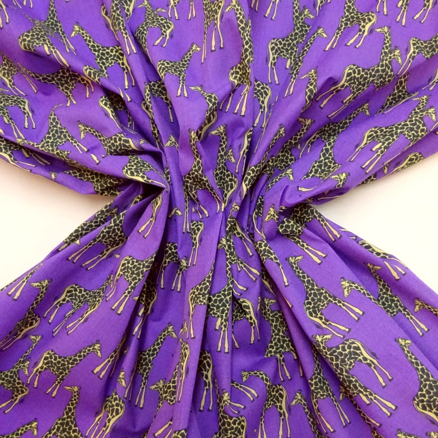 Polyester Cotton Fabric Funky Giraffe purple