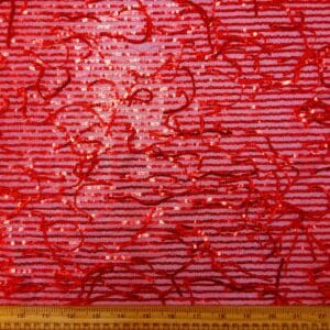 Sequin Tassel Fabric Stretch Netting With Tiny Sequins Red