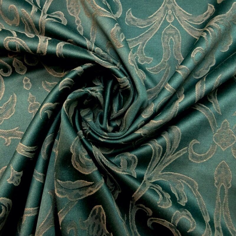 Curtain Fabric Silky Finish Palm Court Bottle Green