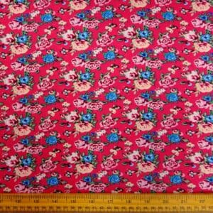 Cotton Print Fabric Floral Sweet Suzy Flowers Cerise
