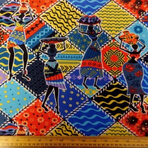 Linen Look Fabric Cotton Mambo Dance Multi Teal