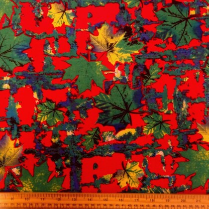Linen Look Fabric Cotton Floral Bristol Oaks Red