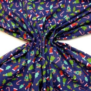 Christmas Polyester Cotton Fabric Christmas Jamboree Navy