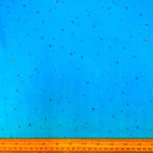 Velour Spandex Fabric Glitter Twinkle Star Turquoise