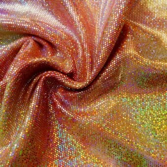 Lycra Hologram Fabric Tye Dye Ice Chip Sunset Orange Yellow