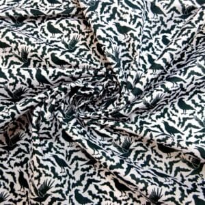 Halloween Polyester Cotton Fabric Bats and Ravens Black on White