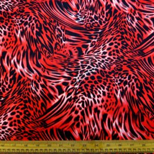 Cotton Fabric Animal Print Fierce Pantha Red £2.00 Deals