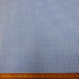 Gingham Fabric Polycotton 3mm pale blue