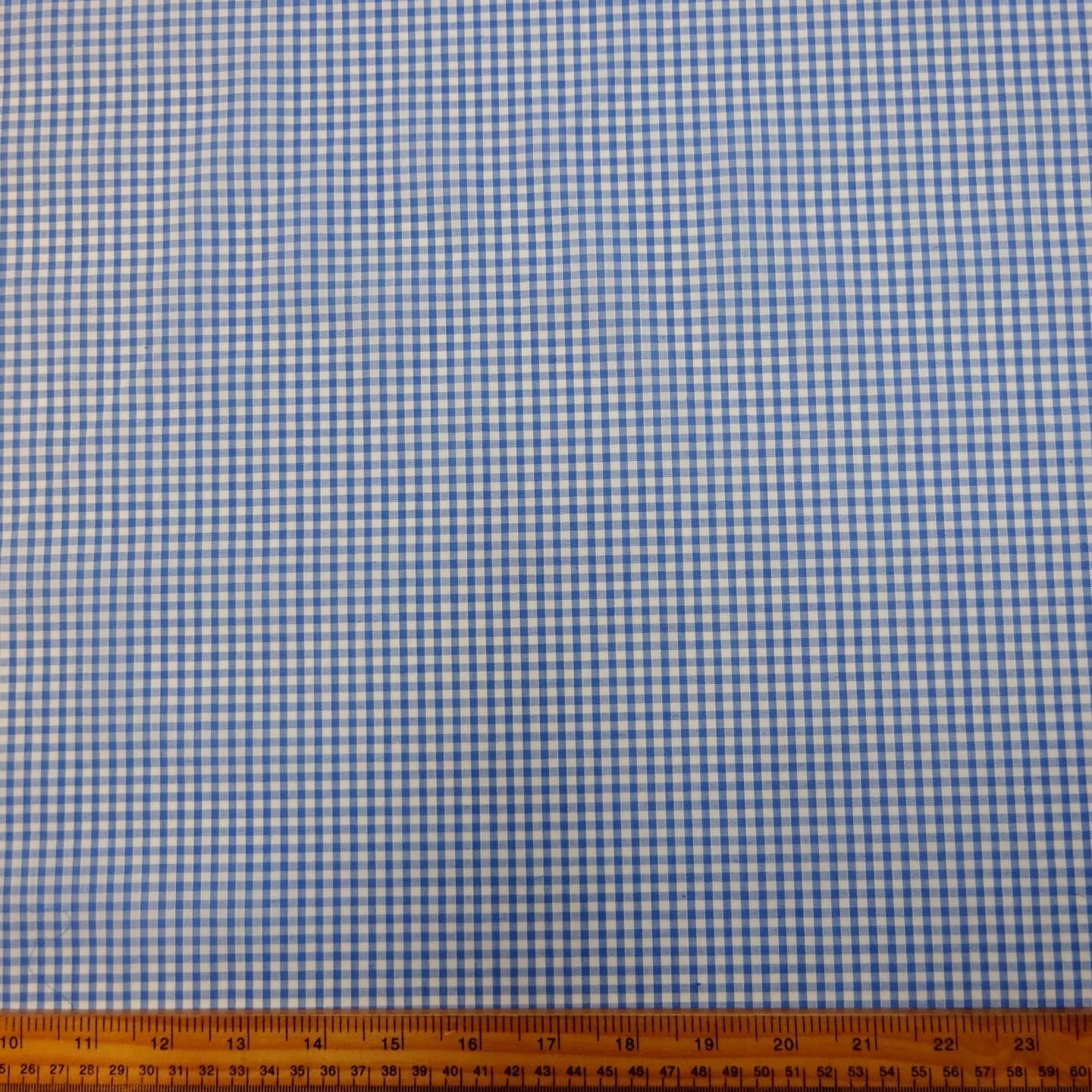 Gingham Fabric Polycotton 3mm pale blue