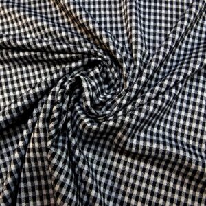 Jersey Fabric Houston Checks Black White