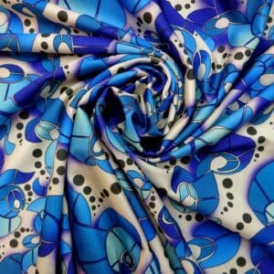 Lycra Patterned Fabric Techno Motion Blue