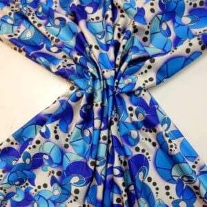 Lycra Patterned Fabric Techno Motion Blue