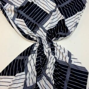 T-Shirting Fabric Stripe Linear Illusion Black/White