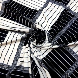 T-Shirting Fabric Stripe Linear Illusion Black/White