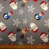 Jersey Fabric Christmas Santa And The Reindeers Grey