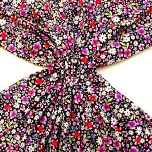 Crepe De Chine Fabric Floral Dolly Mixture Black