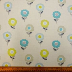 Curtain Fabric Canvas Elsa Teal Cream Blue
