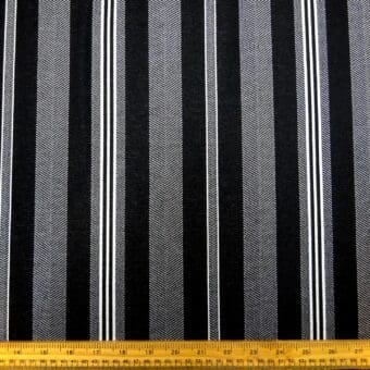 Warm Jersey Fabric Herringbone Stripe Black White