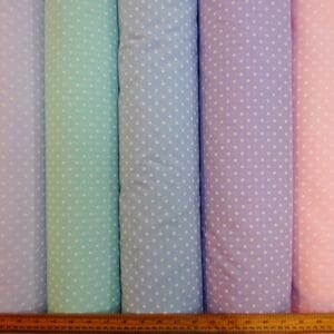Polyester Cotton Fabric Pea Spot White On