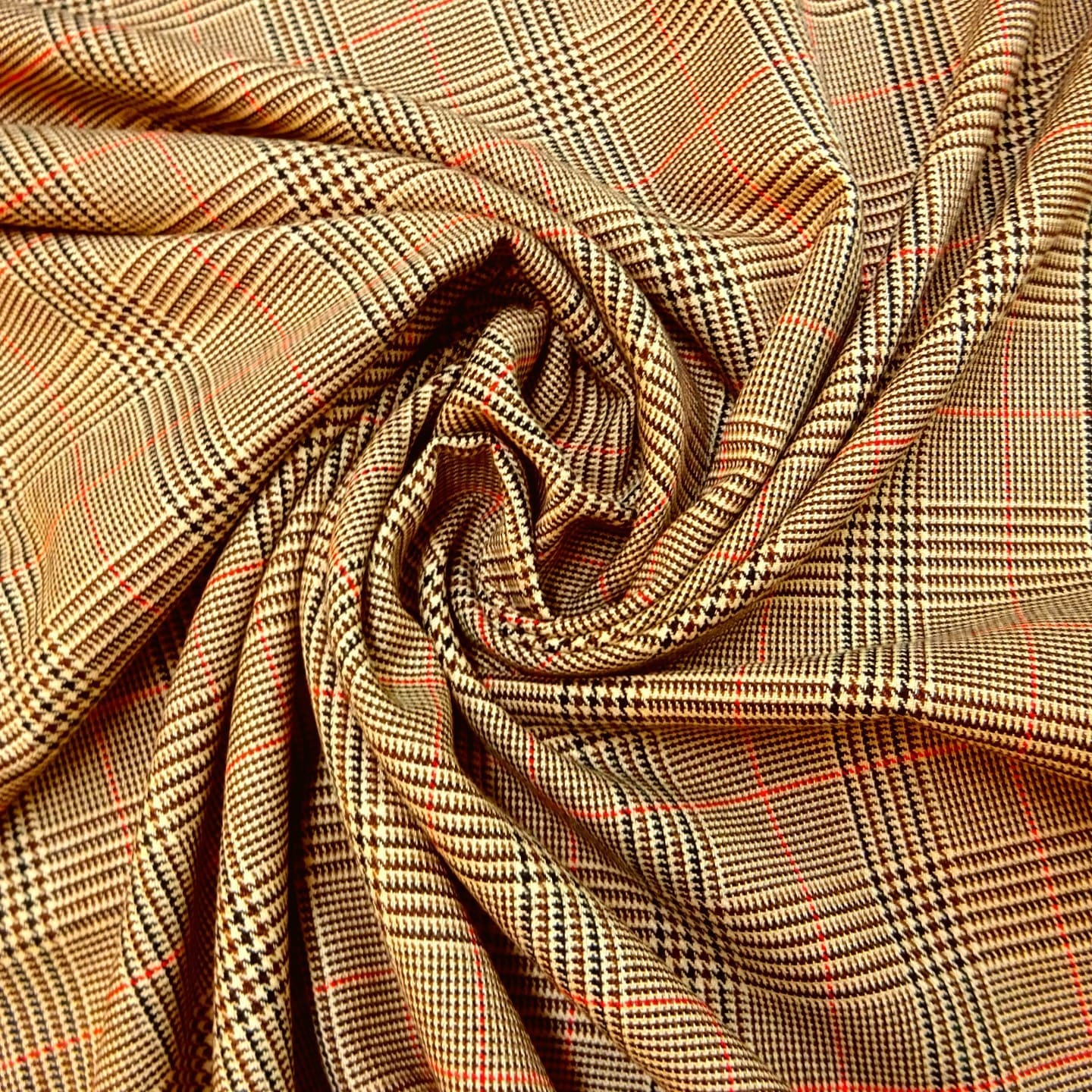 Suiting Fabric Prince of Wales Country Range Beige Brown