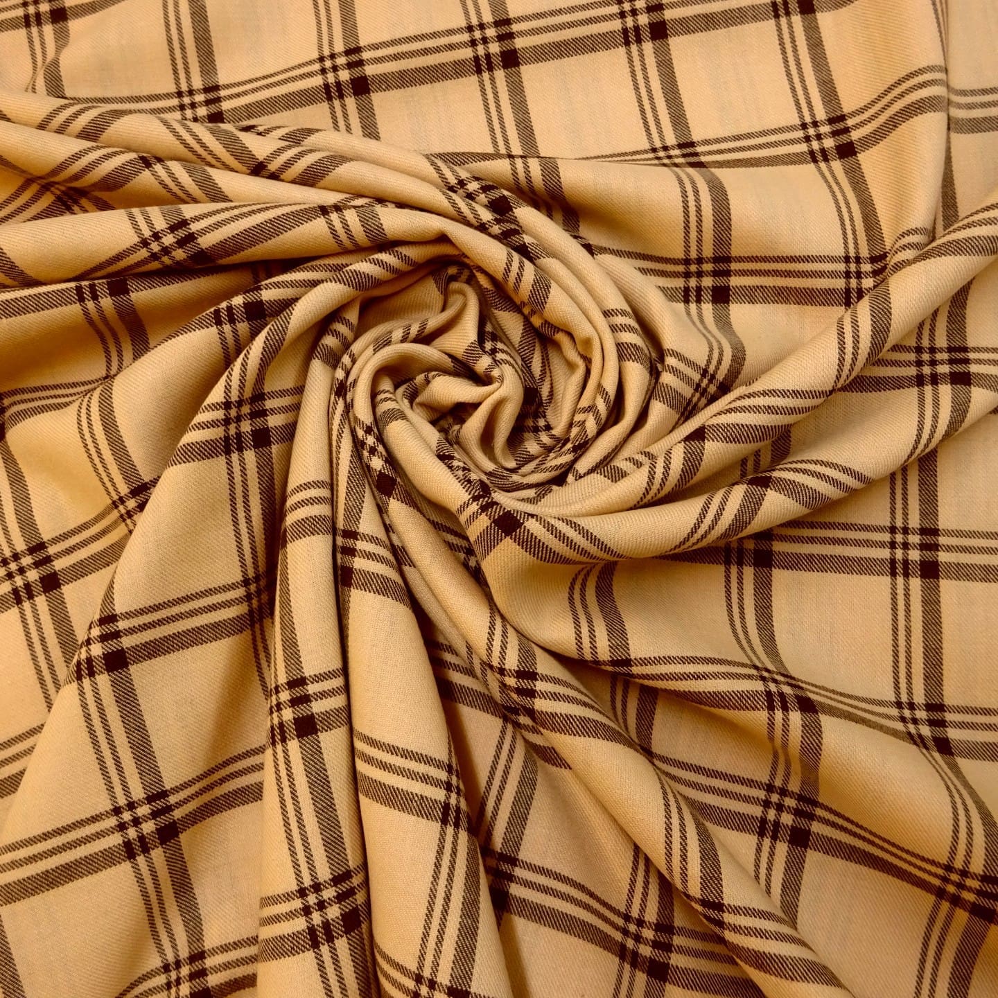 Suiting Fabric Wool Blend Bovoy Plaid Beige