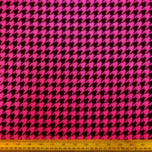 Suiting Fabric Pop The Dog Tooth Cerise Black