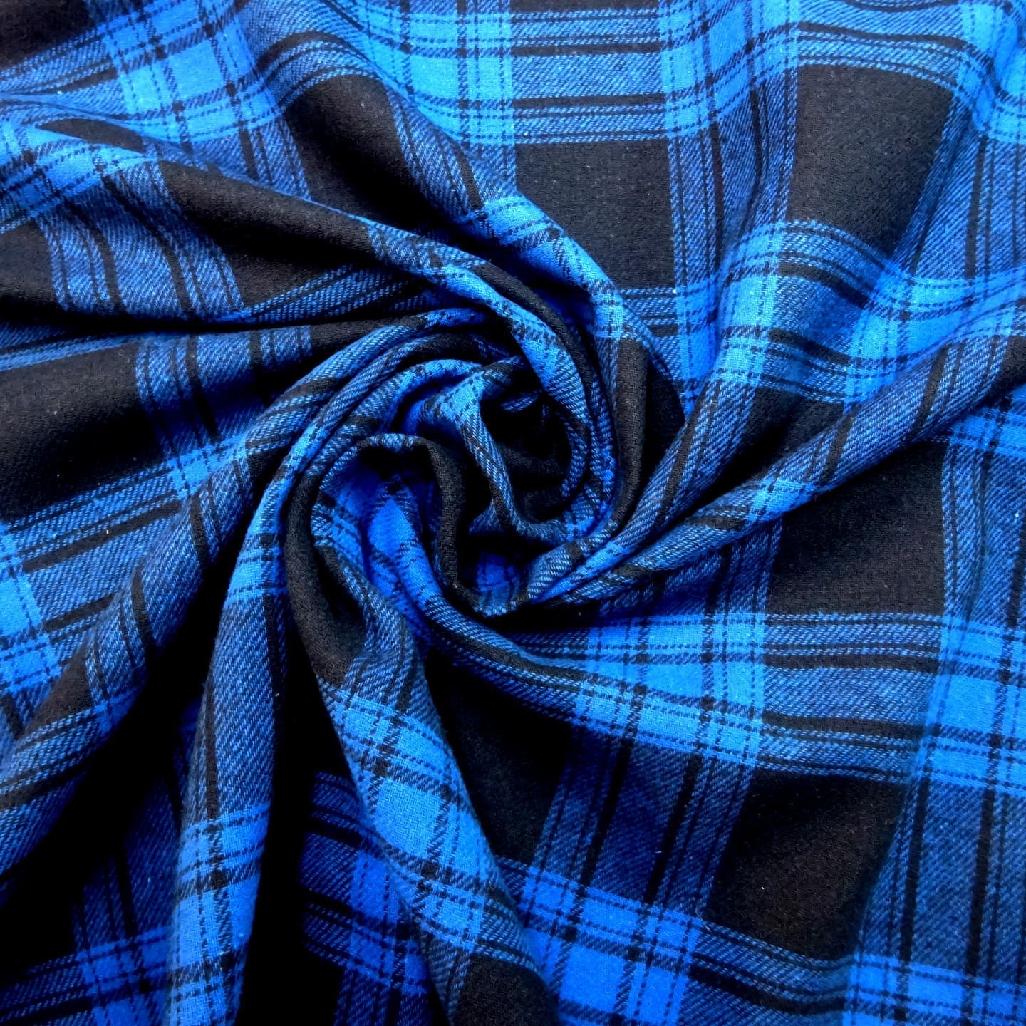 Tartan Fabric Brushed Flannel Windermere Blue