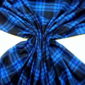 Tartan Fabric Brushed Flannel Windermere Blue