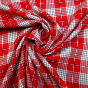 Suiting Fabric Tartan Prince Of Wales Red Grey