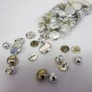 Buttons Large Bag Silver Mixed Size Buttons